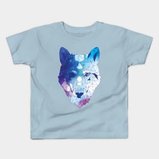 Geometric Blue Wolf Digital Painting Kids T-Shirt